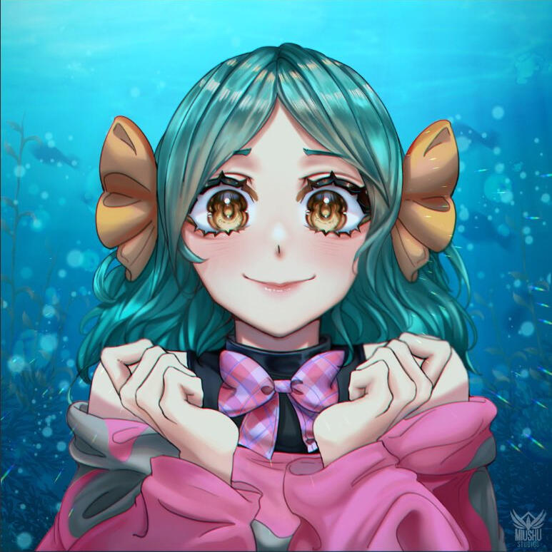 Model of woman with tail and ear fins