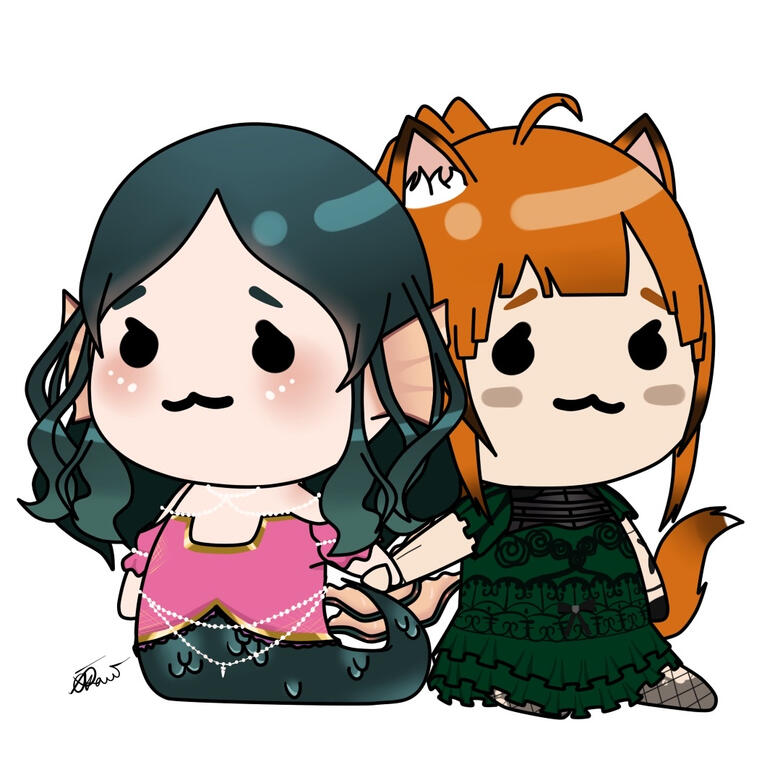 Model of woman with tail and ear fins